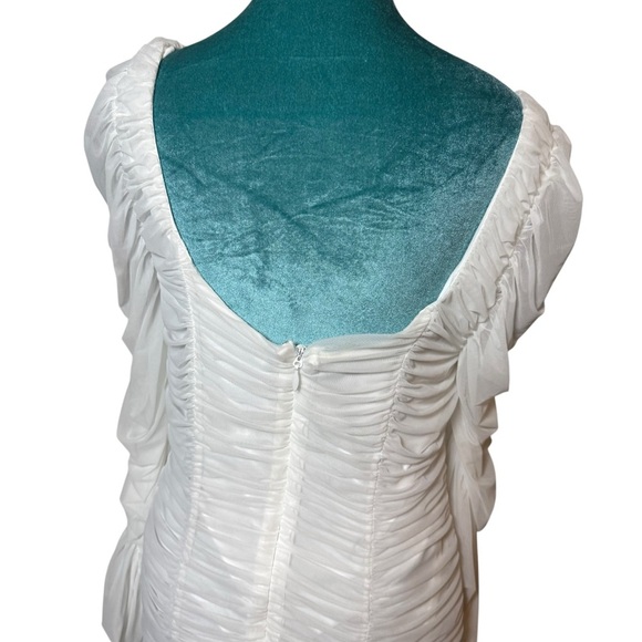 Fashion Nova White Ruched Mesh Bodycon Dress NWOT XL - Picture 8 of 11